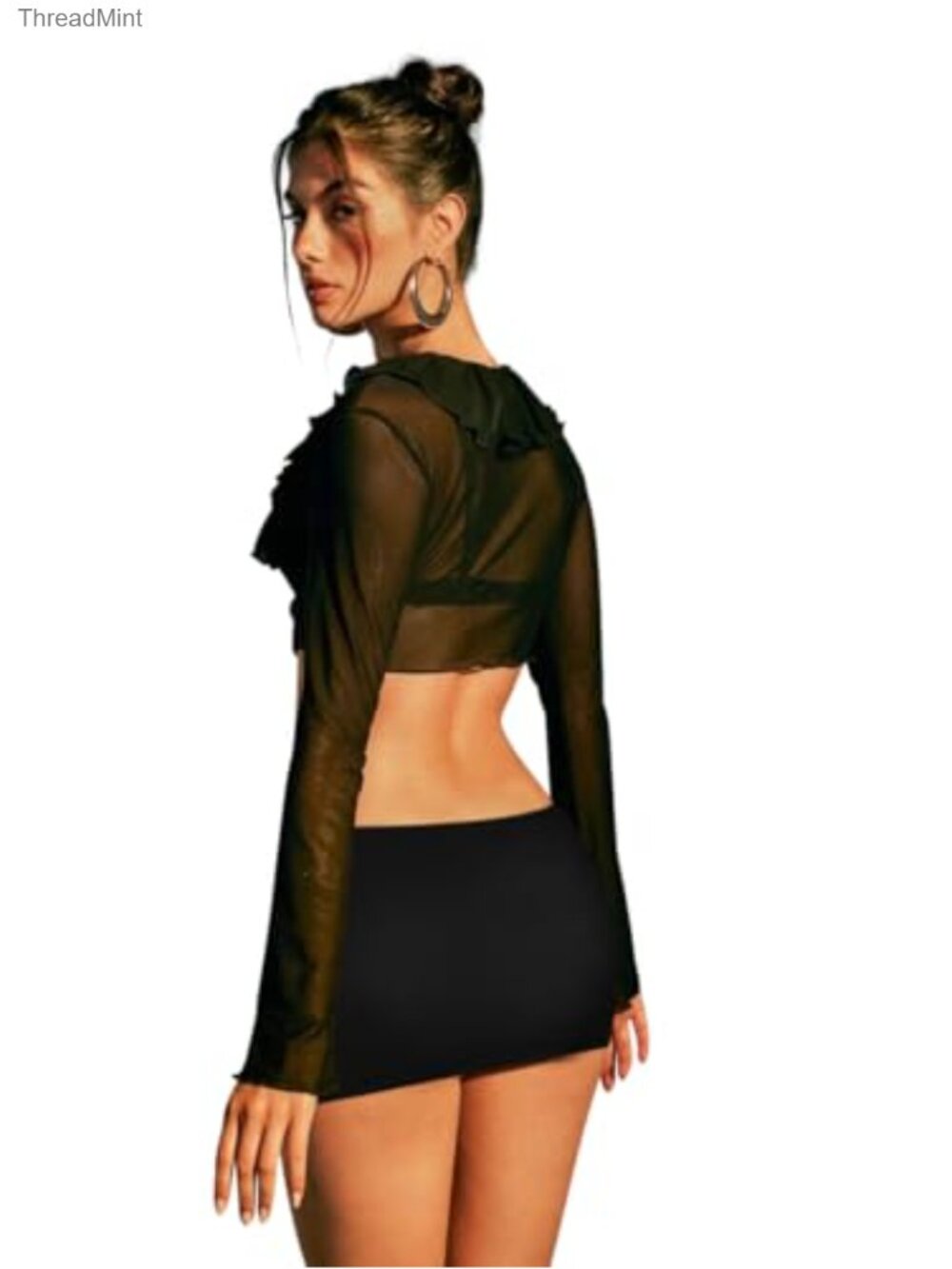 Mini Pencil Skirt Bodycon Above Knee Elastic Waist Cotton Spandex High Stretch - Picture 2 of 3